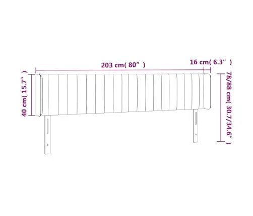 Gultas Galvgalis Ar Led, 203X16X78/88 Cm, Tumši Zaļš Samts Vidaxl