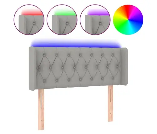 Gultas Galvgalis Ar Led, 93X16X78/88 Cm, Gaiši Pelēks Audums Vidaxl