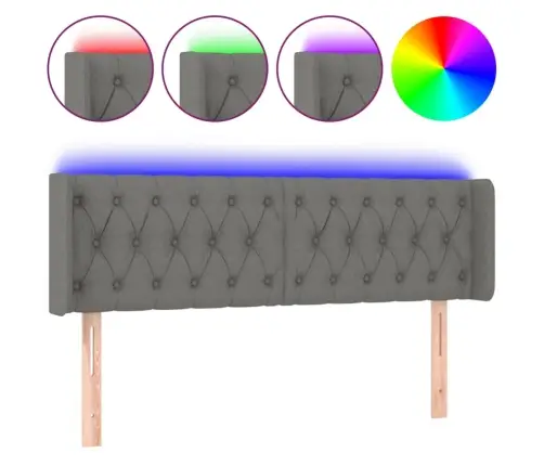 Gultas Galvgalis Ar Led, 147X16X78/88 Cm, Tumši Pelēks Audums Vidaxl