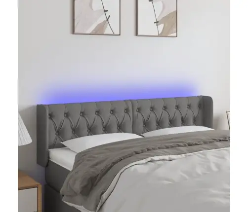 Gultas Galvgalis Ar Led, 147X16X78/88 Cm, Tumši Pelēks Audums Vidaxl