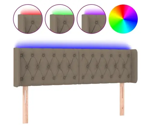 Gultas Galvgalis Ar Led, 147X16X78/88 Cm, Pelēkbrūns Audums Vidaxl