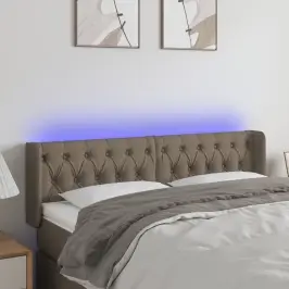 Gultas Galvgalis Ar Led, 147X16X78/88 Cm, Pelēkbrūns Audums Vidaxl