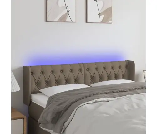 Gultas Galvgalis Ar Led, 147X16X78/88 Cm, Pelēkbrūns Audums Vidaxl