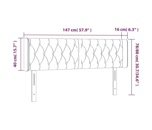 Galvūgalis Su Led, Kreminės Spalvos, 147X16X78/88cm Audinys