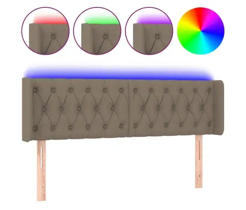 Gultas Galvgalis Ar Led, 163X16X78/88 Cm, Pelēkbrūns Audums Vidaxl