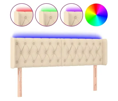 Gultas Galvgalis Ar Led, 163X16X78/88 Cm, Krēmkrāsas Audums Vidaxl