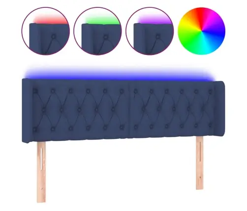 Gultas Galvgalis Ar Led, 163X16X78/88 Cm, Zils Audums Vidaxl