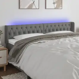 Gultas Galvgalis Ar Led, 183X16X78/88 Cm, Tumši Pelēks Audums Vidaxl