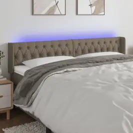 Gultas Galvgalis Ar Led, 183X16X78/88 Cm, Pelēkbrūns Audums Vidaxl