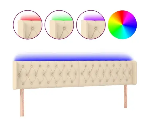 Gultas Galvgalis Ar Led, 183X16X78/88 Cm, Krēmkrāsas Audums Vidaxl