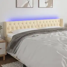 Gultas Galvgalis Ar Led, 183X16X78/88 Cm, Krēmkrāsas Audums Vidaxl