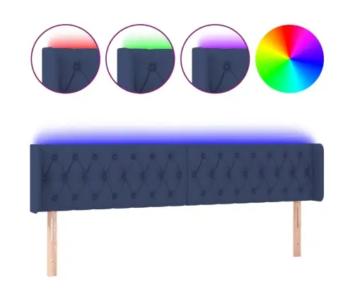 Gultas Galvgalis Ar Led, 183X16X78/88 Cm, Zils Audums Vidaxl