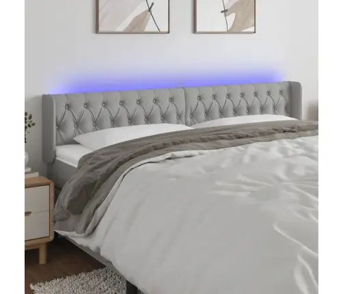 Gultas Galvgalis Ar Led, 203X16X78/88 Cm, Gaiši Pelēks Audums Vidaxl