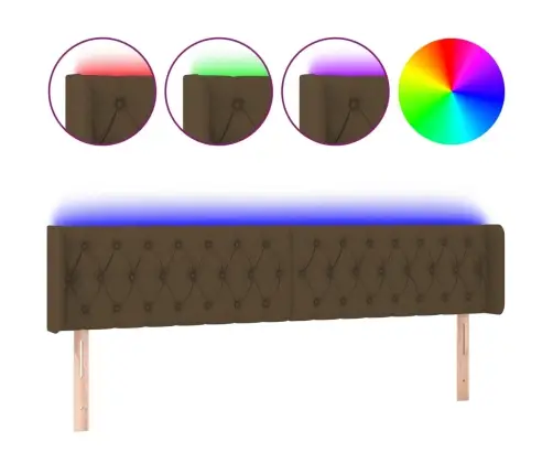 Gultas Galvgalis Ar Led, 203X16X78/88 Cm, Tumši Brūns Audums Vidaxl Gultas Galvgalis Ar Led, 203X16X78/88 Cm, Tumši Brūns Audums Vidaxl