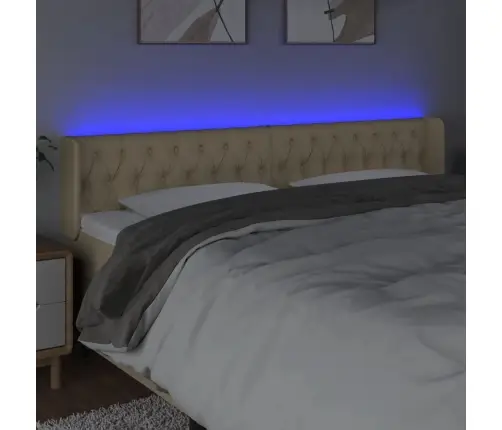 Gultas Galvgalis Ar Led, 203X16X78/88 Cm, Krēmkrāsas Audums Vidaxl