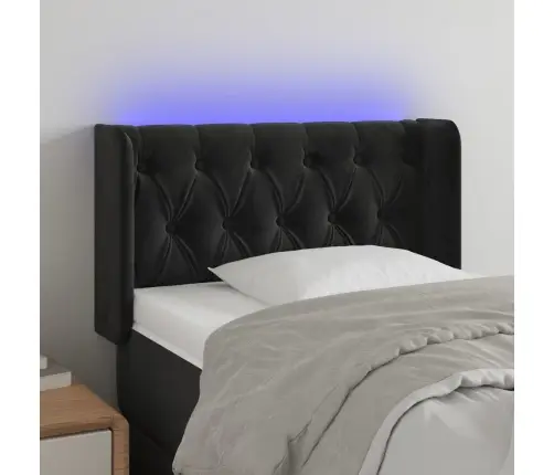 Led-Voodipeats, Must, 83X16X78/88 cm Samet