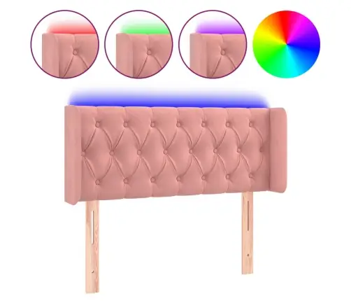 Gultas Galvgalis Ar Led, 93X16X78/88 Cm, Rozā Samts Vidaxl