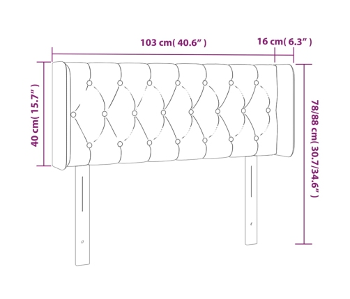 Gultas Galvgalis Ar Led, 103X16X78/88 Cm, Melns Samts Vidaxl