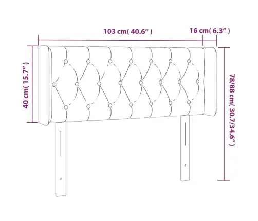 Galvūgalis Su Led, Juodos Spalvos, 103X16X78/88cm Aksomas