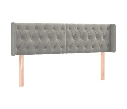 Galvūgalis Su Led, Šviesiai Pilkas, 147X16X78/88cm Aksomas