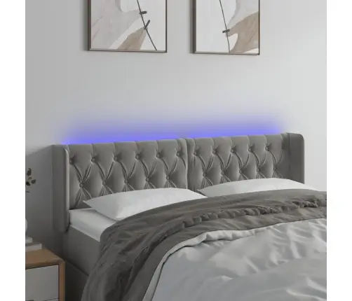 Galvūgalis Su Led, Šviesiai Pilkas, 147X16X78/88cm Aksomas