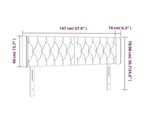Gultas Galvgalis Ar Led, 147X16X78/88 Cm, Tumši Zaļš Samts Vidaxl