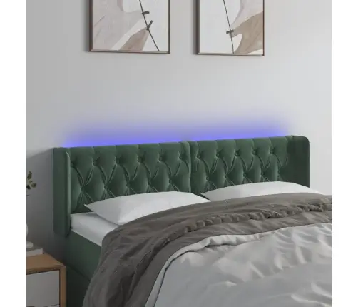 Galvūgalis Su Led, Tamsiai Žalias, 147X16X78/88cm Aksomas