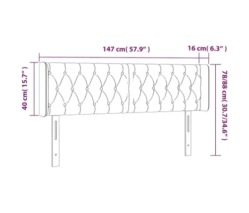 Gultas Galvgalis Ar Led, 147X16X78/88 Cm, Tumši Zils Samts Vidaxl