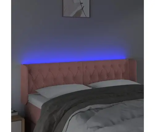 Gultas Galvgalis Ar Led, 147X16X78/88 Cm, Rozā Samts Vidaxl