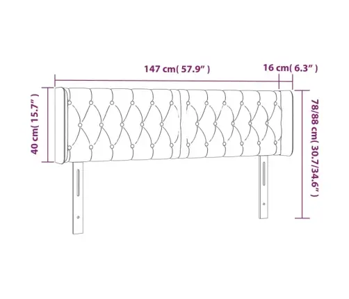 Gultas Galvgalis Ar Led, 147X16X78/88 Cm, Rozā Samts Vidaxl