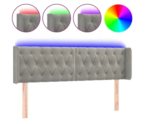 Gultas Galvgalis Ar Led, 163X16X78/88 Cm, Gaiši Pelēks Samts Vidaxl