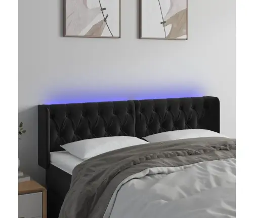 Gultas Galvgalis Ar Led, 163X16X78/88 Cm, Melns Samts Vidaxl