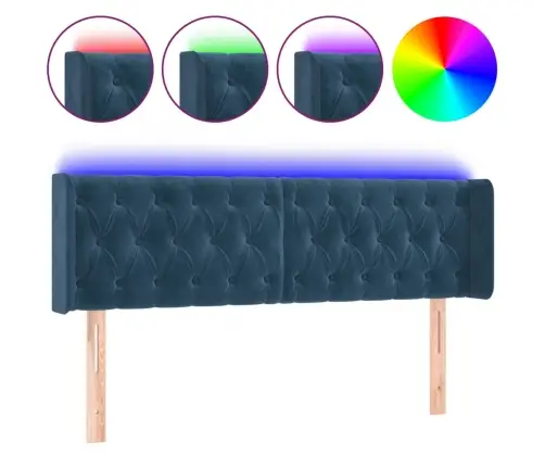 Gultas Galvgalis Ar Led, 163X16X78/88 Cm, Tumši Zils Samts Vidaxl