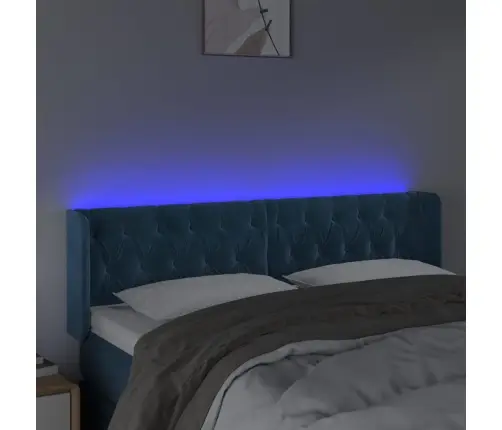 Gultas Galvgalis Ar Led, 163X16X78/88 Cm, Tumši Zils Samts Vidaxl