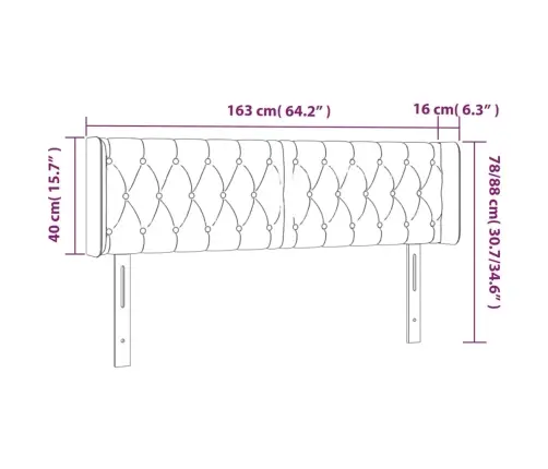 Gultas Galvgalis Ar Led, 163X16X78/88 Cm, Tumši Zils Samts Vidaxl