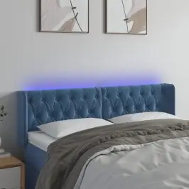 Gultas Galvgalis Ar Led, 163X16X78/88 Cm, Tumši Zils Samts Vidaxl
