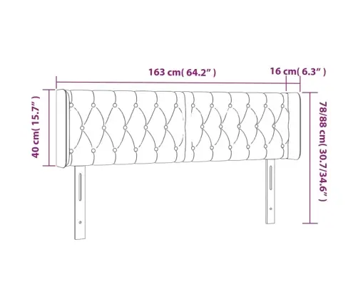 Galvūgalis Su Led, Rožinės Spalvos, 163X16X78/88 cm Aksomas
