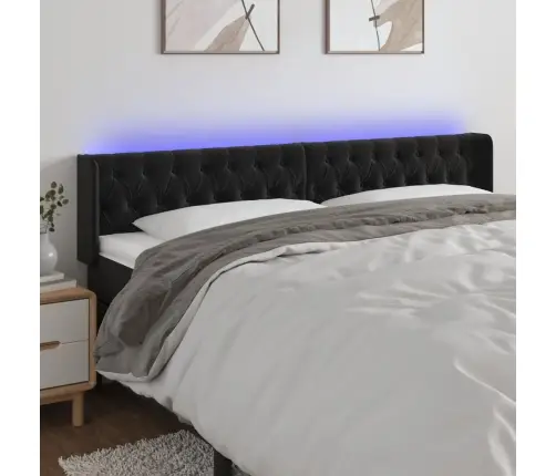 Gultas Galvgalis Ar Led, 183X16X78/88 Cm, Melns Samts Vidaxl