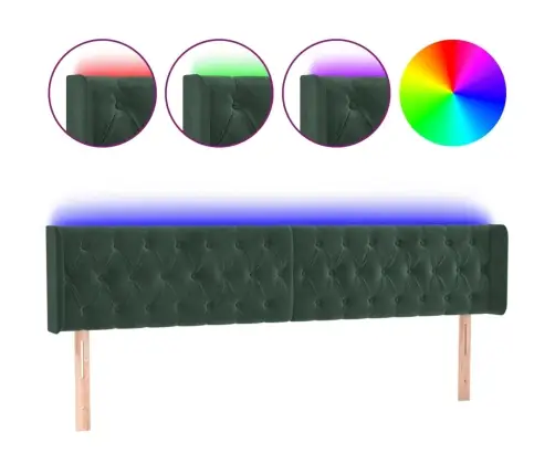 Galvūgalis Su Led, Tamsiai Žalias, 183X16X78/88cm Aksomas