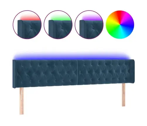 Led-Voodipeats, Tumesinine, 183X16X78/88 cm Samet