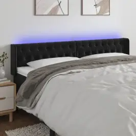 Gultas Galvgalis Ar Led, 203X16X78/88 Cm, Melns Samts Vidaxl
