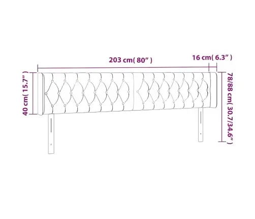 Galvūgalis Su Led, Tamsiai Mėlynas, 203X16X78/88cm Aksomas