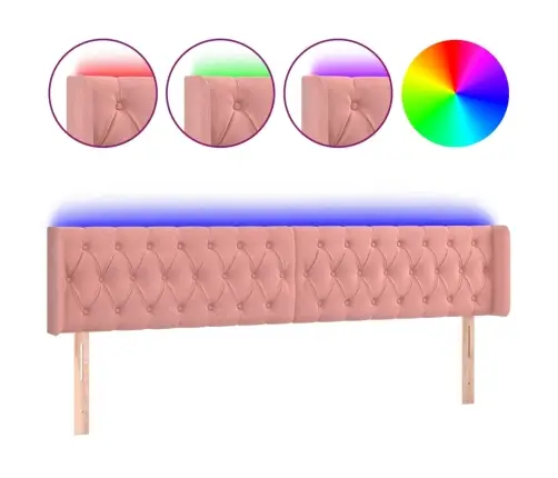 Led-Voodipeats, Roosa, 203X16X78/88 cm Samet