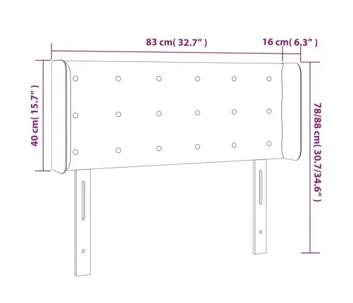 Gultas Galvgalis Ar Led, 83X16X78/88 Cm, Gaiši Pelēks Audums Vidaxl