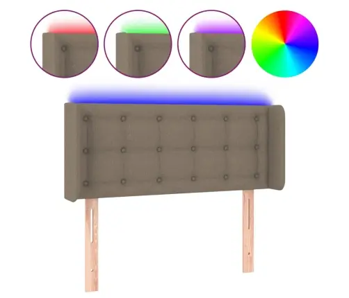 Gultas Galvgalis Ar Led, 83X16X78/88 Cm, Pelēkbrūns Audums Vidaxl