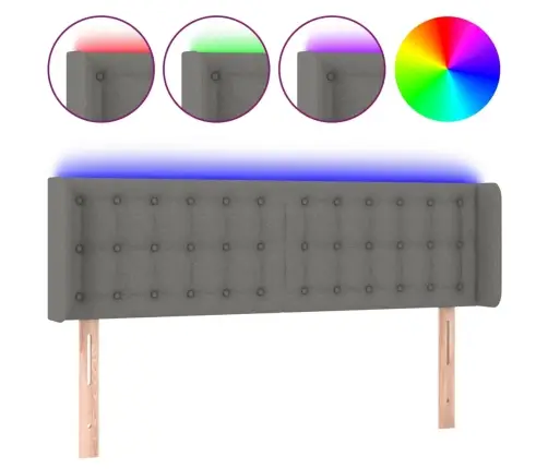 Gultas Galvgalis Ar Led, 147X16X78/88 Cm, Tumši Pelēks Audums Vidaxl