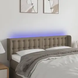 Gultas Galvgalis Ar Led, 147X16X78/88 Cm, Pelēkbrūns Audums Vidaxl
