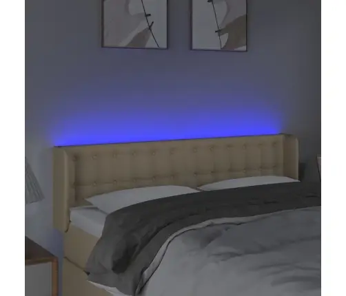 Gultas Galvgalis Ar Led, 147X16X78/88 Cm, Krēmkrāsas Audums Vidaxl