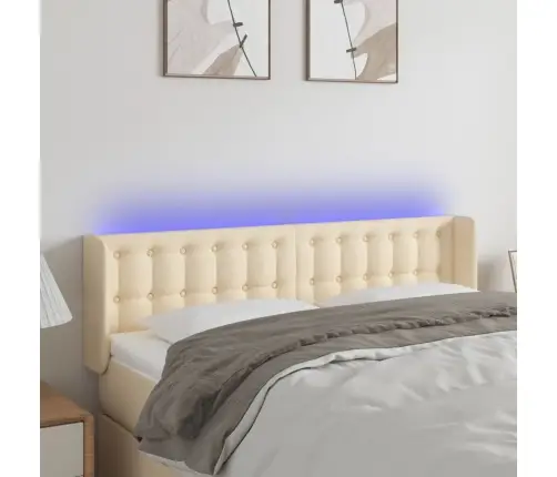 Gultas Galvgalis Ar Led, 147X16X78/88 Cm, Krēmkrāsas Audums Vidaxl