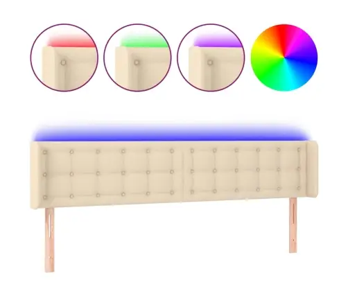 Gultas Galvgalis Ar Led, 183X16X78/88 Cm, Krēmkrāsas Audums Vidaxl